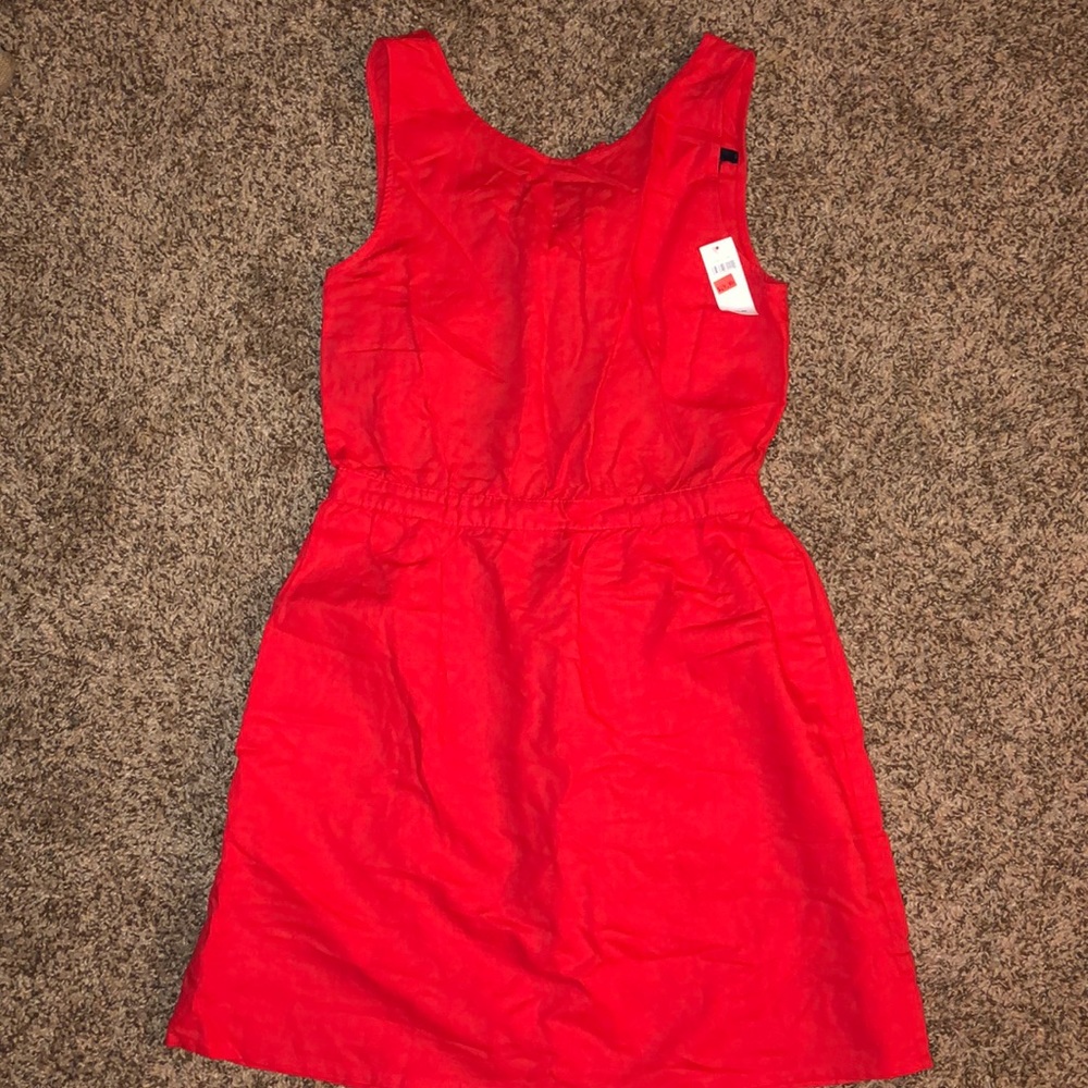 Gap linen blend red dress w/cutout back - NWT